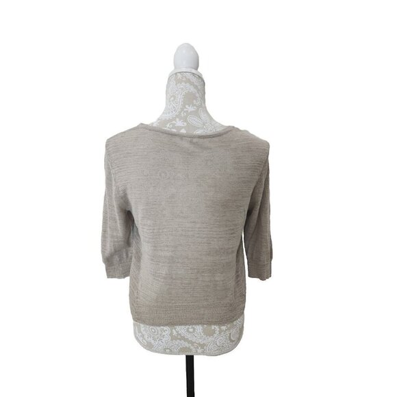 J. Jill Sweater Cardigan Pure Jill Tan Pockets Elbow Sleeves Petite Women's SP - Picture 4 of 8